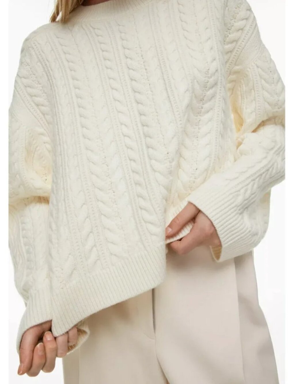 Aritzia The Group by Babaton Shores Merino Wool Sweater Birch Cream Size Small - Picture 2 of 8
